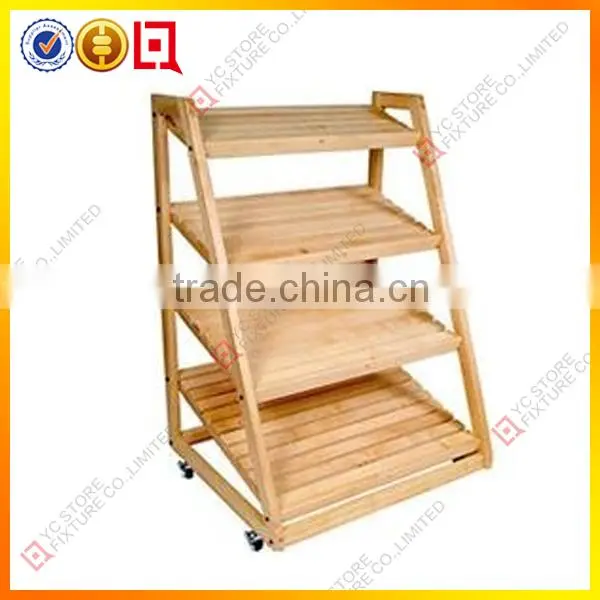 Floor standing hot selling Food wood fruit display rack