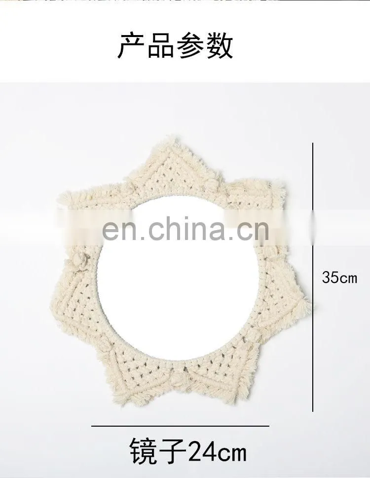 Macrame Tapestry Tassel Handmade Rope Woven Decorative Round leaf moon Boho Chic Wall Hanging Mirror