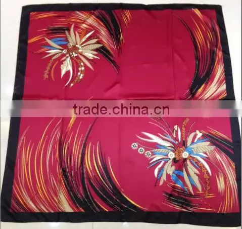 Newest 2016 printed 110*110cm silk square islamic headscarf;muslim scarf