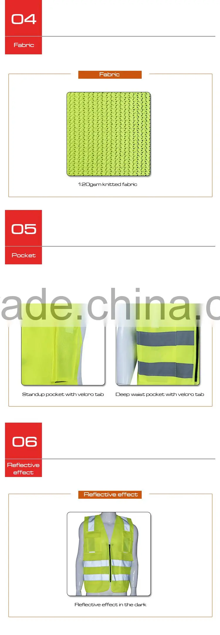 Cheap high visible road safety reflective vest RF040P