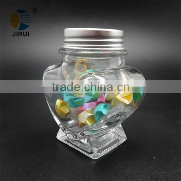 90ml heart shape glass gift bottle with metal screw cap