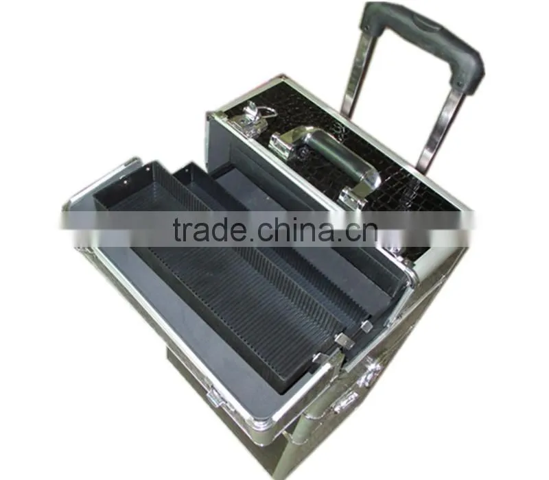 rolling aluminum trolley case&aluminum train tool case with wheels