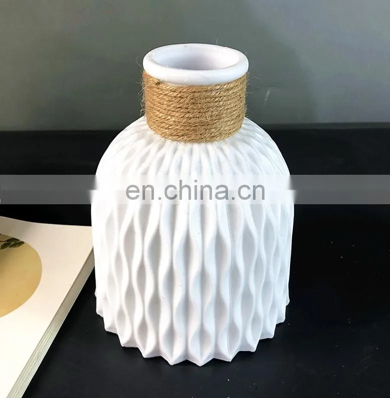 Modern Flower Vase Imitation Ceramic Flower Pot Decoration Home Plastic Vase Flower Arrangement Nordic Style Home Decoration