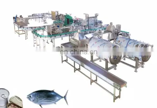 Factory Industrial tuna in oil processing line sardine fish cooking sealing canning machine canned tuna flakes processing line