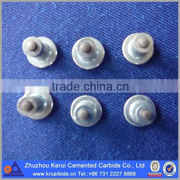 Truck tire studs with top tungsten carbide materail