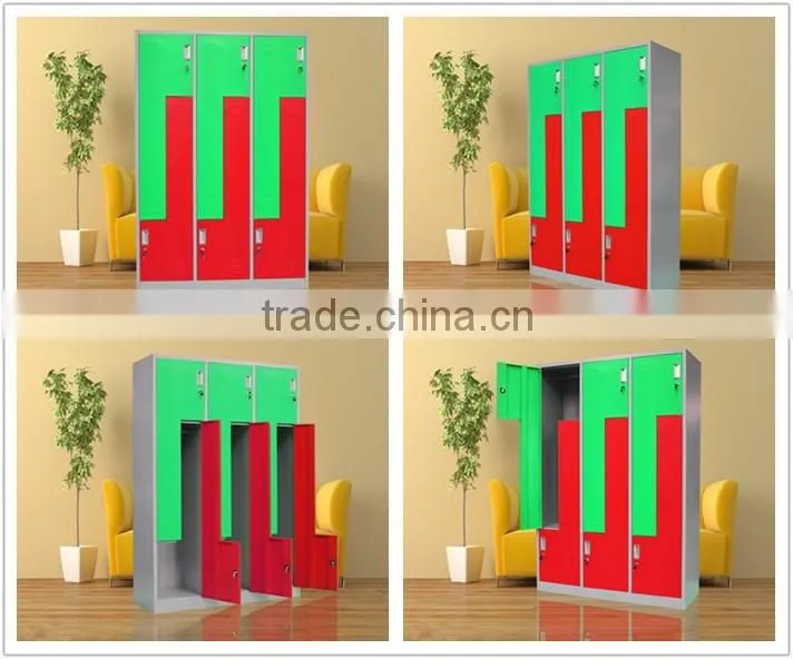 Durable Body L Shape Double Color Metal Workplace Lockers