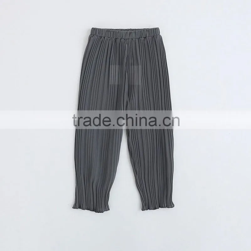 Europe Stylish Summer Children's Clothes Girl Clothes Five Solid Cream Color Chiffon Pleated Shorts Clothing Pants 2-9Y