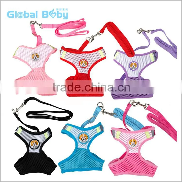 Pet Products Breathable Soft Fabric Full Body Mesh Dog Harness With Leash