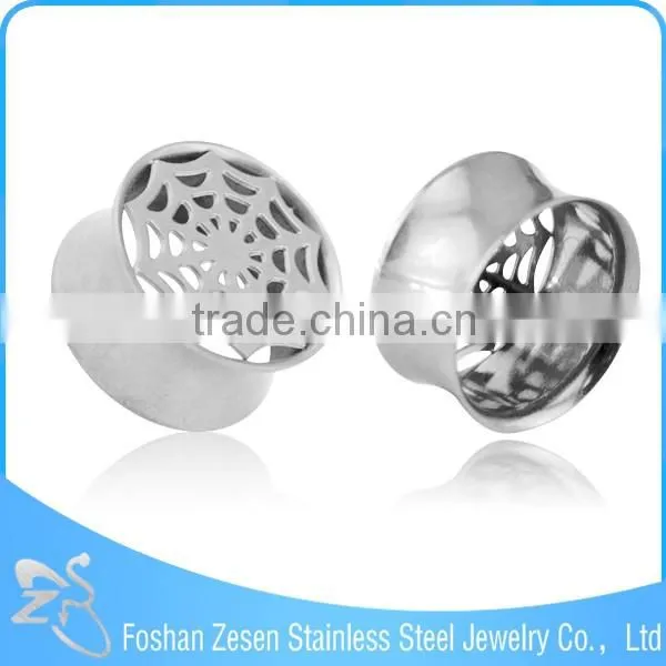 China manufacturer stainless steel no screw spider web custom flesh tunnel