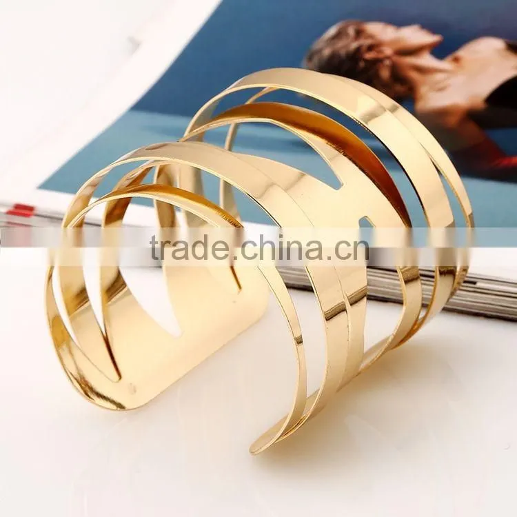 Simple Alloy Silver/Gold Plated Geometric Female Personality Metal Bangles