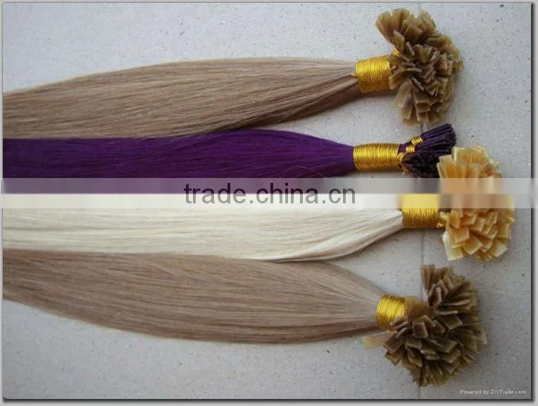 Wholesale 100% human keratin hair silky straight flat tip hair extension