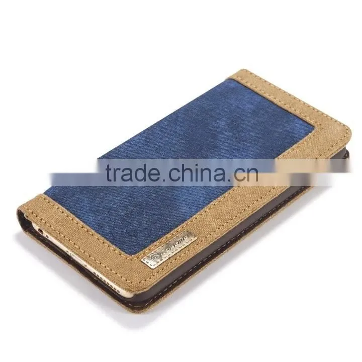 Caseme 006 waterproof wallet jean cloth case for iphone 6s/6 flip holder case with inner card slot for iphone 6s/6