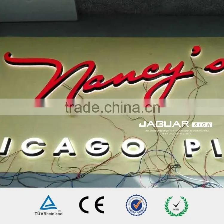 Vinyl applied 3d outdoor sign custom acrylic led facelit channel letter business shop sign