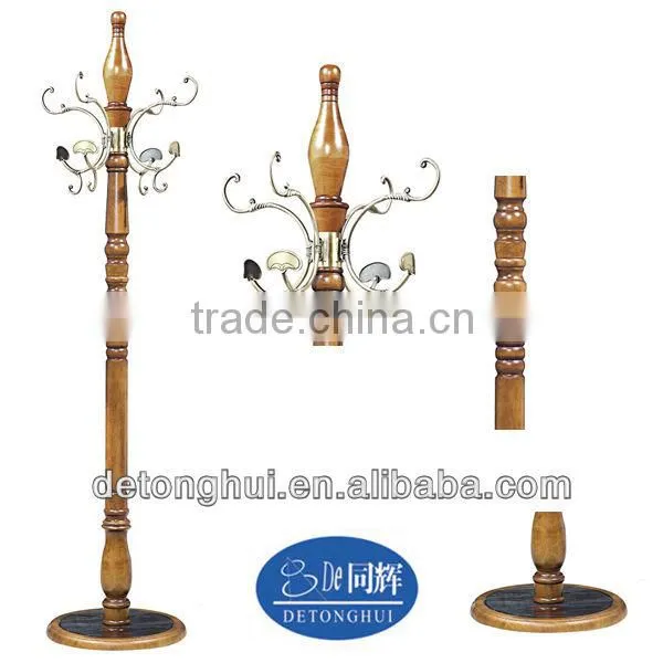 New home furniture hot sale wood OAK plating copper hook coat rack stand (S-05#)