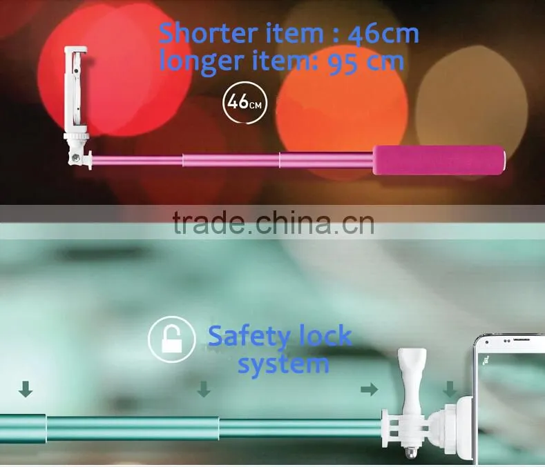 Black Aluminum Monopod Selfie Stick for tourism aluminum expandable stick