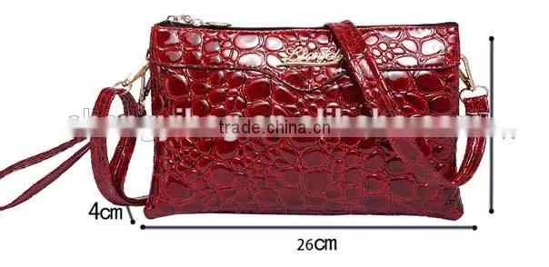 Fashionable ladies crocodile skin pu evening bagwith two straps