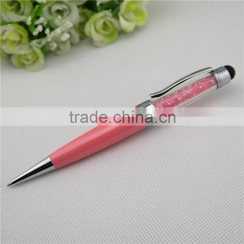 TCR-08 novelty crystal touch pen , 3 in 1 stylus pen with usb drive