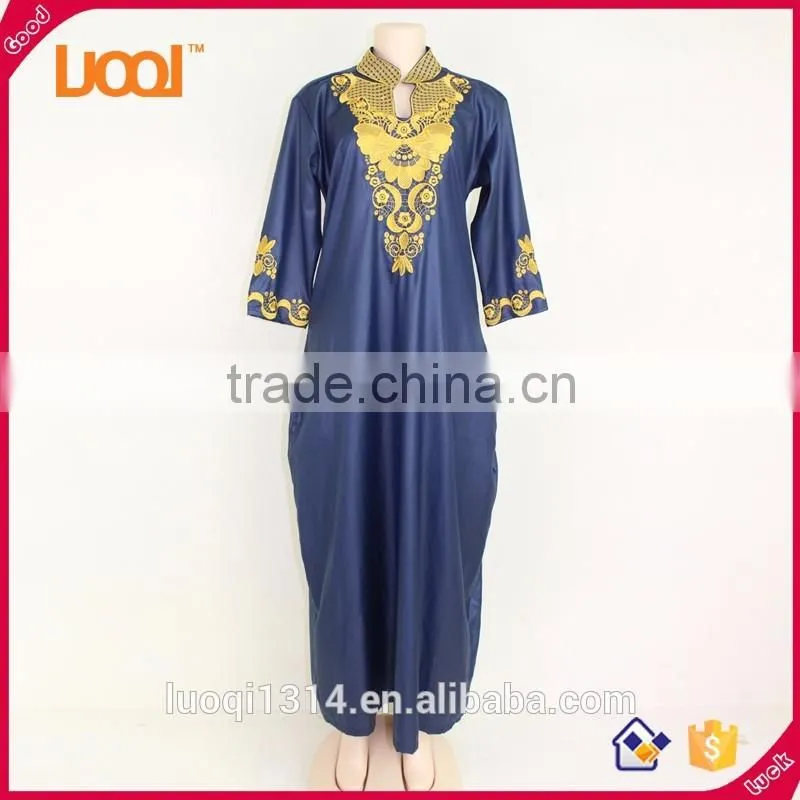 Latest style african style embroidery dresses maxi dresses for women