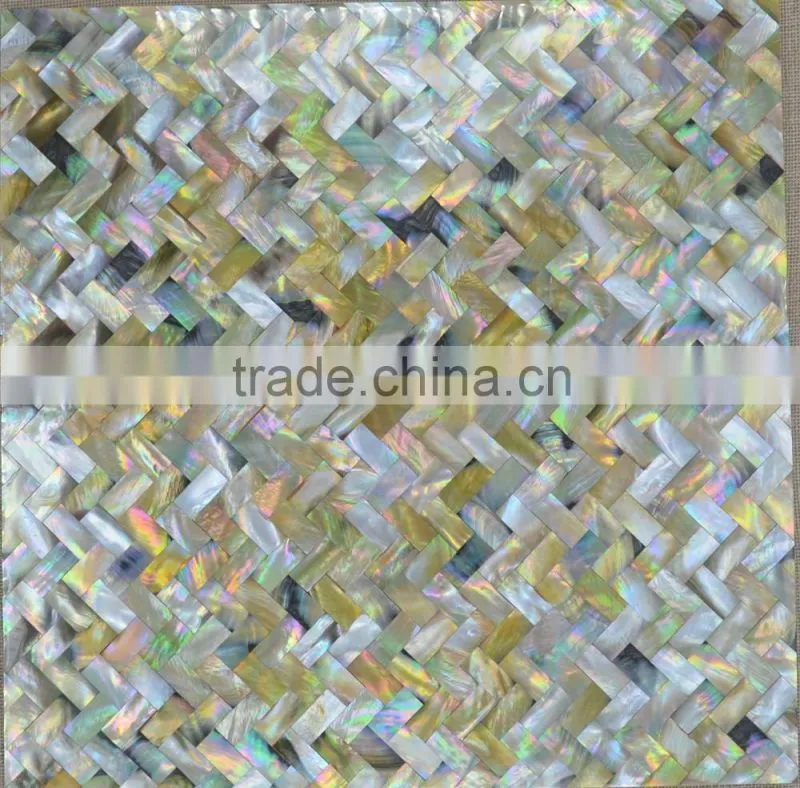 Herringbone brownlip sea mother of pearl, mosaic panel,bathroom wall tile