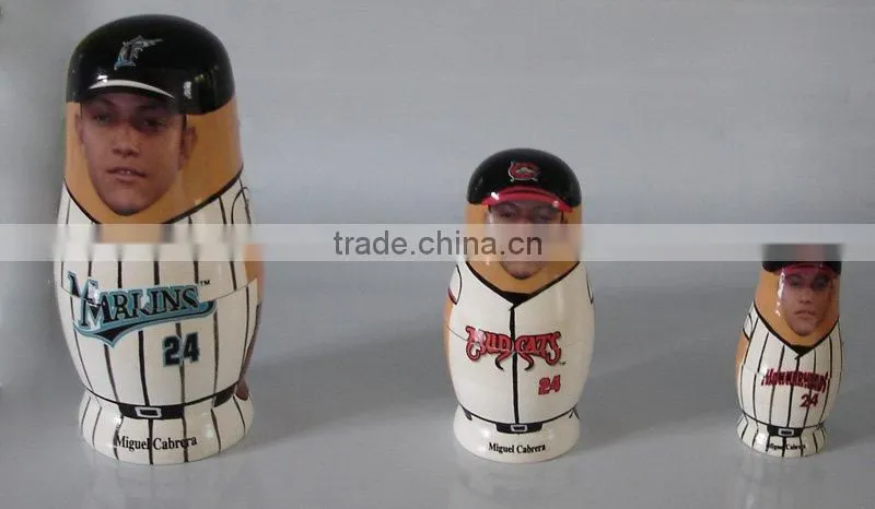 wooden matryoshka nesting dolls (Baseball Player )