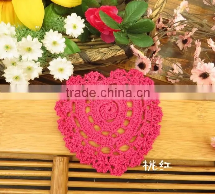 Heart Doilies,wedding decoration woven coasters cute heart shaped Applique