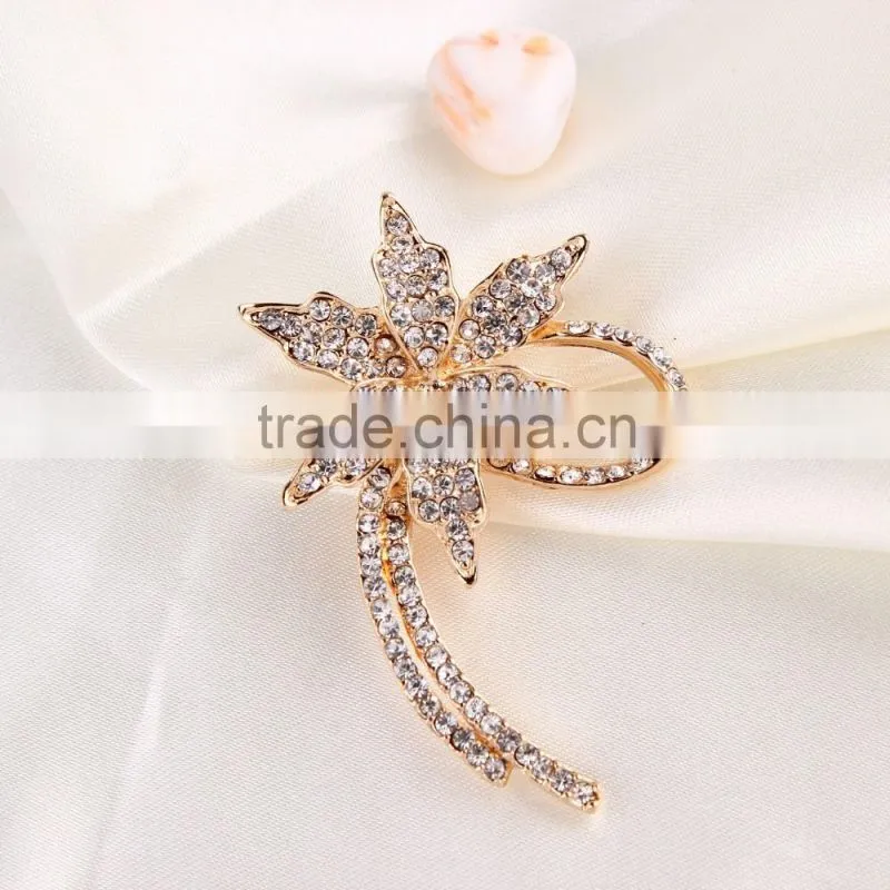Hollow Flower Rhinestone Metal Brooch Pins,Magnetic Beaded Butterfly Metal Brooch