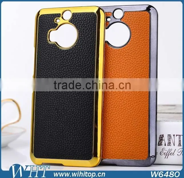 Wholesale China Supplier Case for HTC M9 Plus, for HTC M9 Plus Case Slim Leather Chrome Cover