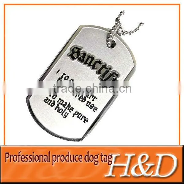 silver plated zinc alloy dog tag for European gifts