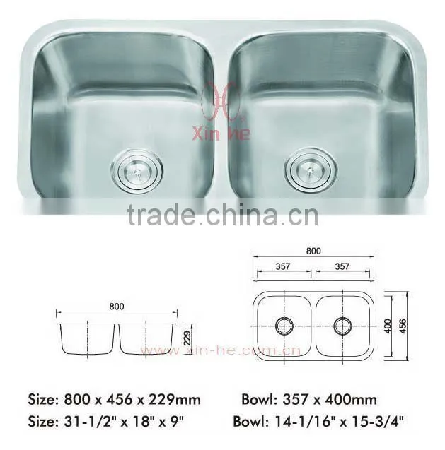 Double bowl sink Stainless Steel undermount D59