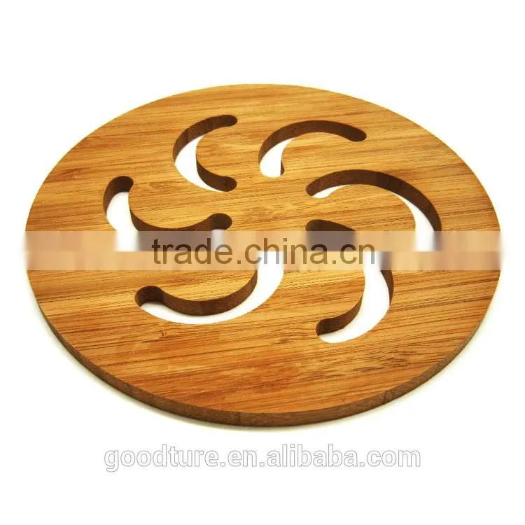 Round Flower Skeleton Bamboo Placemat Table Mat Coaster