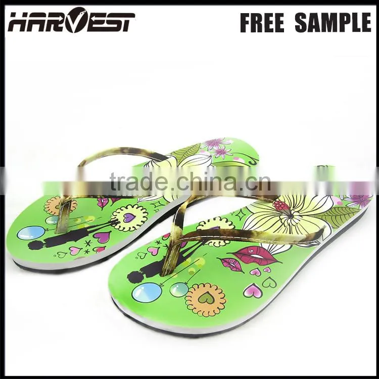 Beautiful slippers for girls , fuzhou girly eva slipper with pvc strap