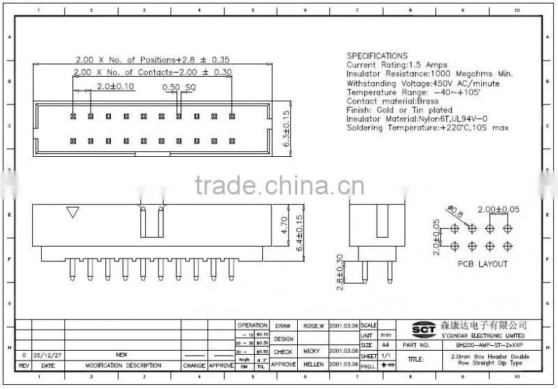 10 pin 2.0mm double row box header