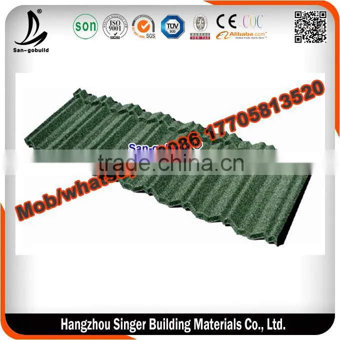 0.4mm/0.45mm/0.5mm Stone Coated Metal Roofing Tile With Sangobuild Brand Roofing Material