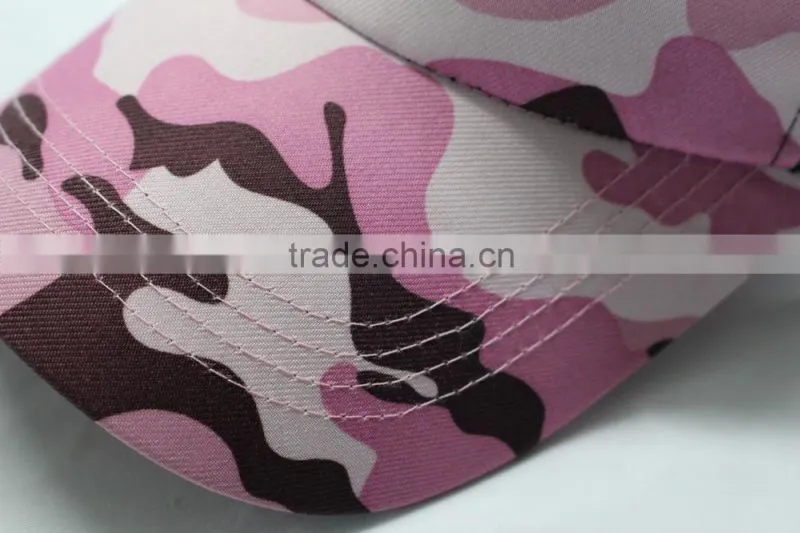100 polyester camo cap with mesh at back