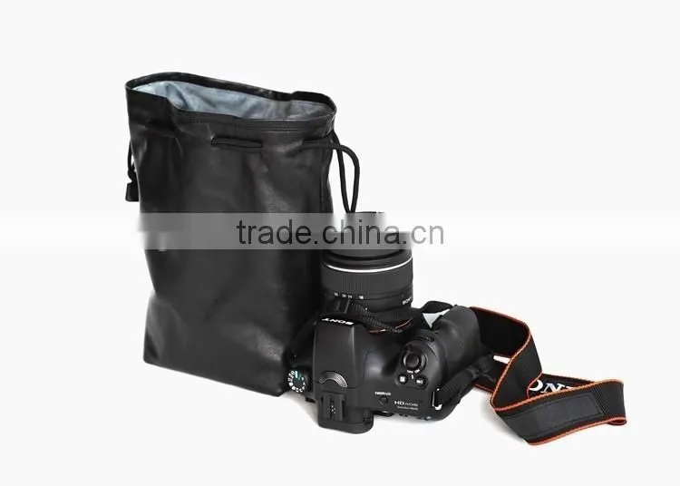 2016 new design cameca bag portable leather bag draw string camera bag