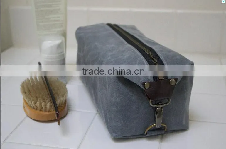 High quality and personalized large size mens waxed canvas dopp kit