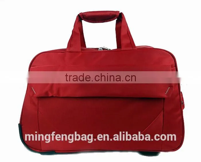 Trolley Bag red color portable 600D oxford trolley travel bag