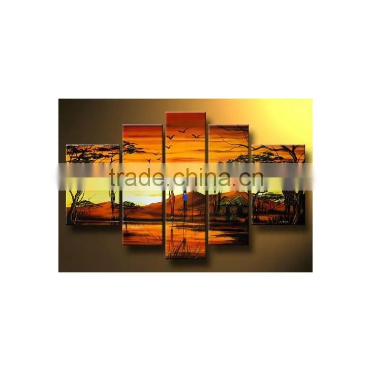 Thick oil handmade boat scenery canvas painting art