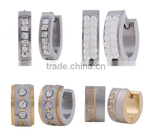 New Unisex Crystal Surgical Stainless Steel Huggie Earrings