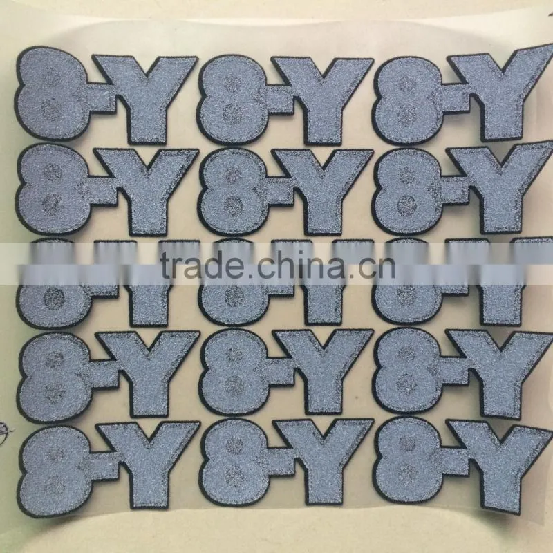 factory direct flock with glitter jersey numbers and letters numbers for soccer jersey