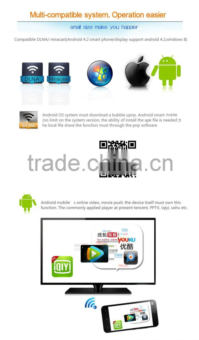 2016 high quality RK2928 1080p wifi display dongle with Android4.4 OS