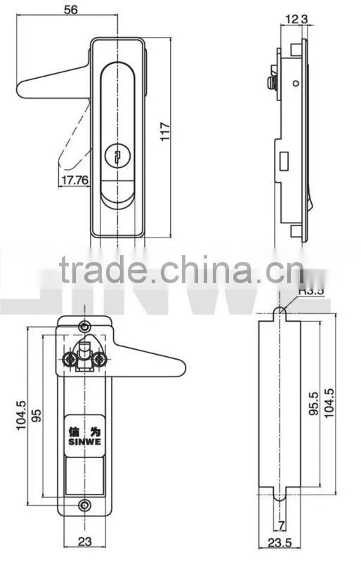 black or chrome plating ZDC metal cabinet lock
