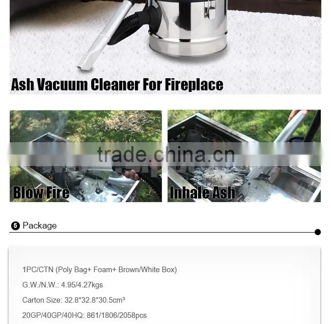 Dust Shaking Function Ash Vacuum Cleaner for Fireplace and BBQ