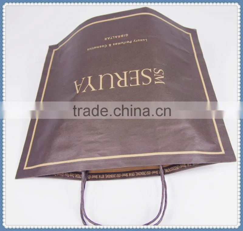 New style brown kraft paper bag with twisted patch handle for perfume