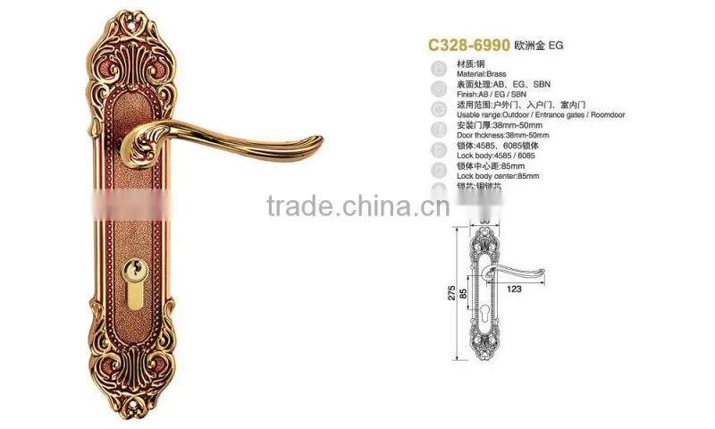 luxury Tri-circle brand Brass European interior room door lock;High-end european-style door lock series
