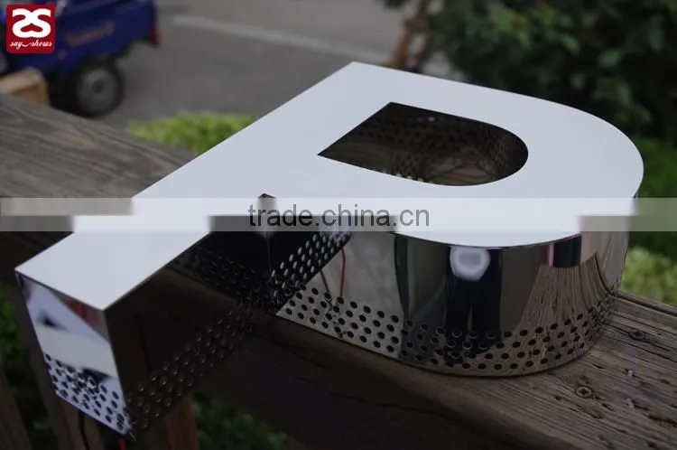 Stainless Steel Metal Letter Led Sign With bottom holes