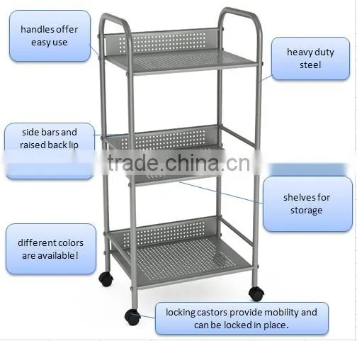Icegreen Kitchen/Pantry/Hospital Use Three Shelf Utility Cart