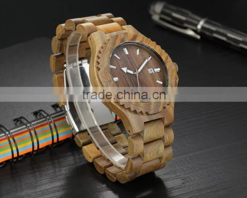 2016 Fashion quartz bamboo wood watch mens wooden watches