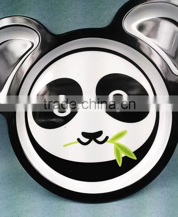 printed panda head shaped melamine plate