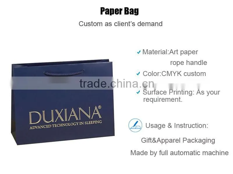 Purple Luxury Paper Hand Bag Shopping Packaging Gold Logo Custom Printing